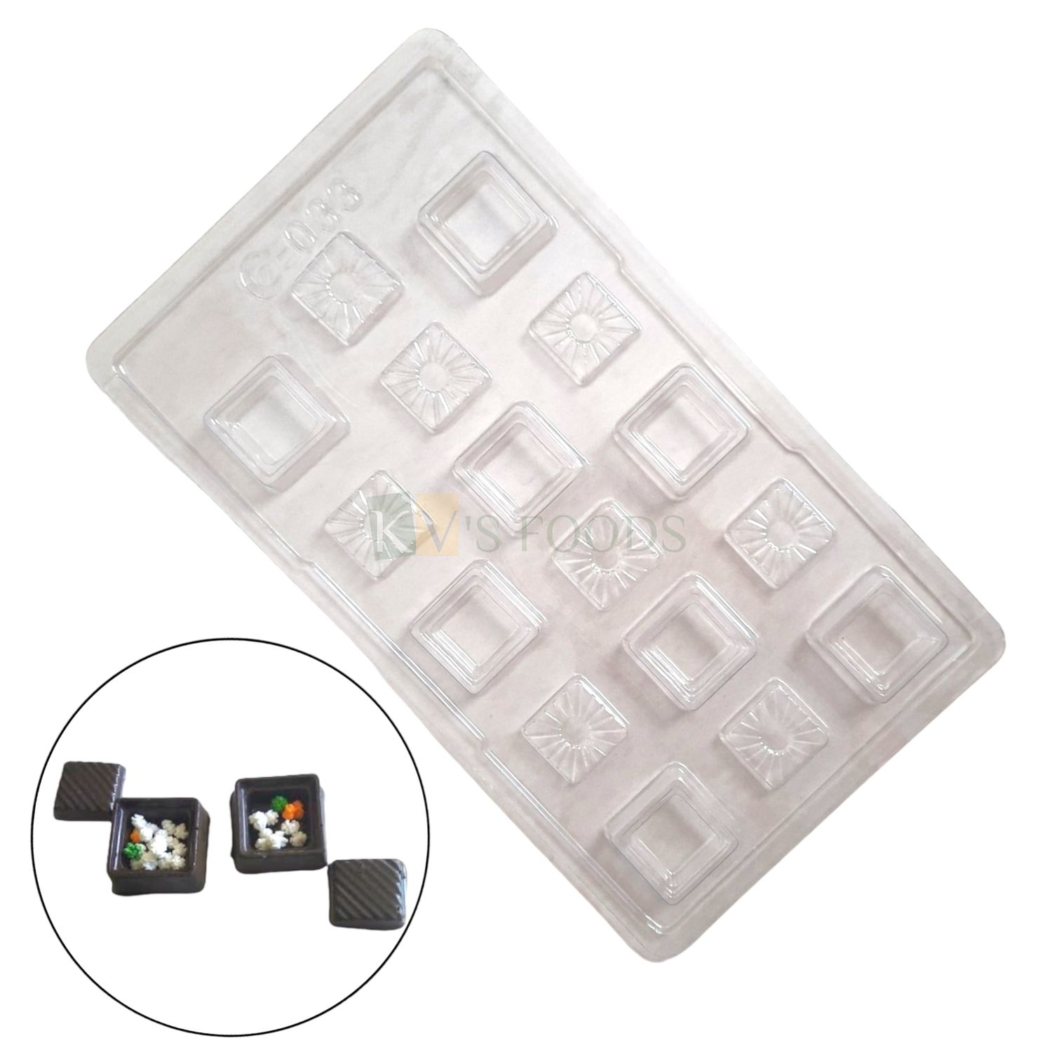 1 PC Size 11.5 x 6.7 Inch Rectangle Chocolate Tilgul Dabbi Makar Sankranti Special PVC Mould, Filling Cavity, Liqour Chocolate Mold, Square Shape PVC 16 Cavity, Gifting, Sankranti Vaan