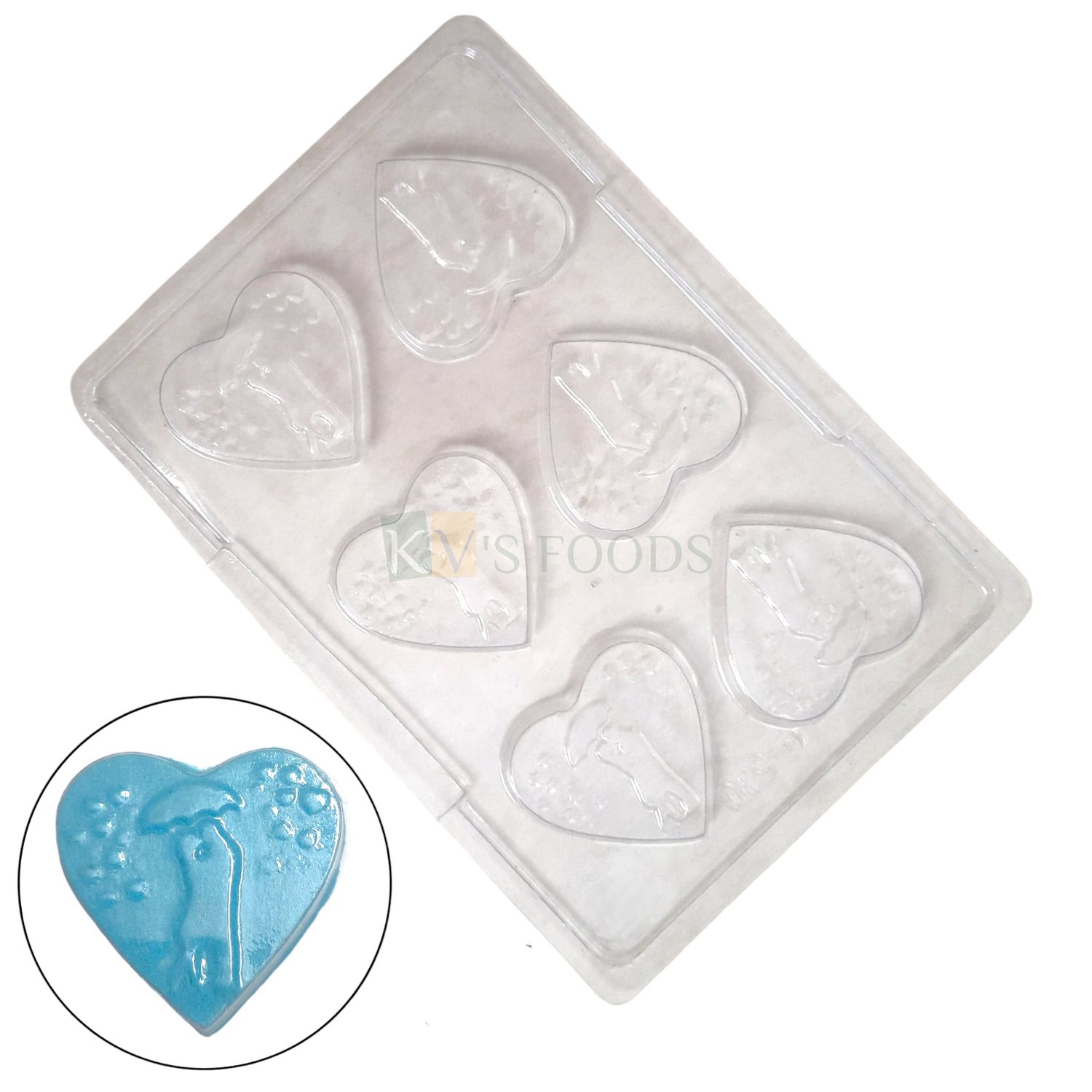 1 PC Size 9.7 x 6.8 Inches, Thickness 0.9 cm, Rectangle, Couple on Heart PVC 6 Cavity Chocolate Mould, Garnishing Chocolate Mold, Transparent Candy Molds Gummy Jelly DIY Love Valentine Cake Decoration