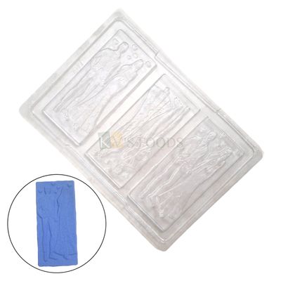 1 PC Size 9.7 x 6.8 Inches, Thickness 0.6 cm, Rectangle, Wedding Couple Hearts Shape PVC Chocolate Bar Mould, 3 Cavity Transparent Candy Molds Gummy Jelly Garnishing DIY Anniversary Cake Decorations