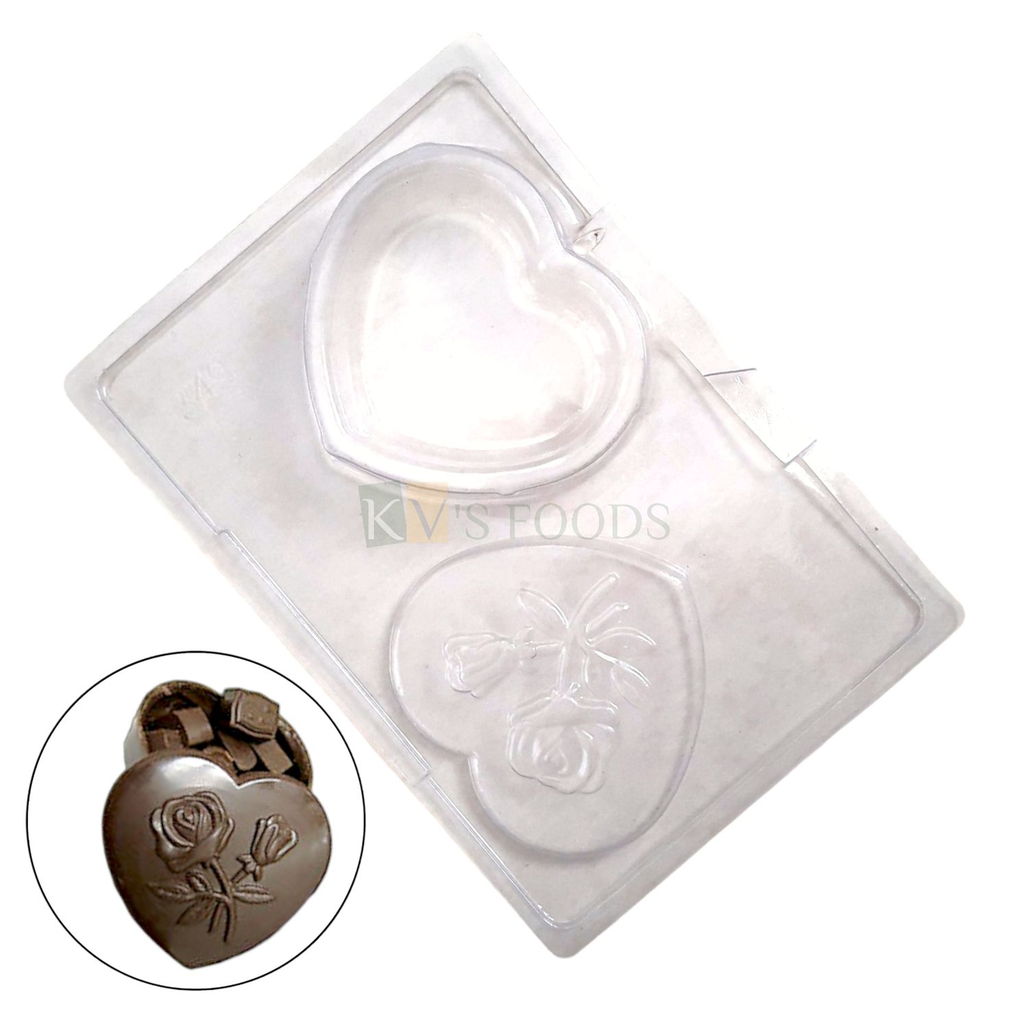 1 PC 2 Cavity Heart Shape with Lid Chocolate Gift Box PVC Mould Chocolate Dabbi DIY Mould for Edible Chocolate box, Home, Special Occasions, Anniversary, Valentines, Birthday, Festival Gifts