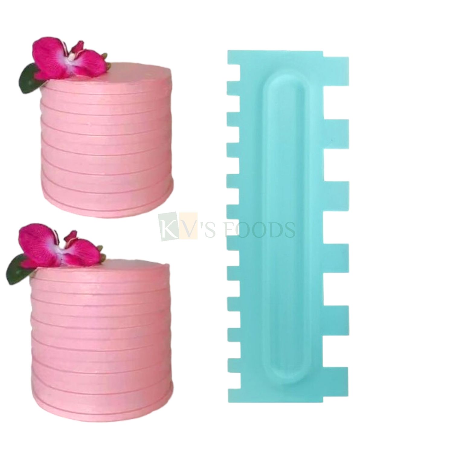 1 PC Blue Double Sided Texture Square Sraper, Decorating Comb, Icing Smoother, Cake Edge Design Tools, Sawtooth, Ridges, Cake Scraper Tall Square Pattern, Lightweight, For Frosting, Butter Cream Cakes