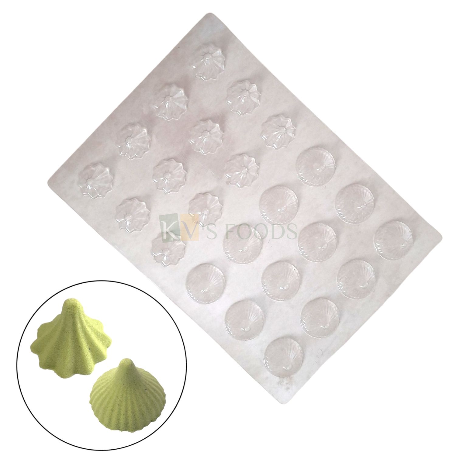 1 PC Size 13.6 x 9.8 Inches, Thickness 1.1 Inch Rectangle, 2 in 1 Two Different Designs Modak Shape PVC Chocolate Mould, 24 Cavity, Transparent Candy Mold Ganapati Ganesh Chaturthi Prasad Making Tools