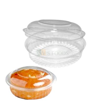 5 PCS Base Diameter 5.8 Inch, Height 2.3 Inch Capacity ~20 OZ/590 ML Hinged Food Packaging Container with Dome Lid, Bakery Accessories, Round Transparent Deep Circle Box Show Bowl Clamshell Container