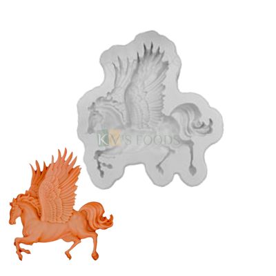 1 PC Silicone Winged Horse, Unicorn Fondant Chocolate Mould 1 Cavity, Kids Girls Children&#39;s Happy Birthday Theme, Baby Shower Theme, Flexible Sugar Paste Gum Paste Moulds, DIY Cake Decorations