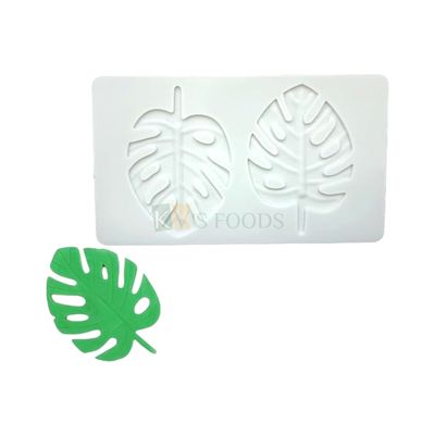 1 PC White 2 Cavity Hollow Gourmet Tropical, Palm, Turtle Leaf Shape Silicon Chocolate Garnishing Moulds Cakesicles, Cakes, Dessert Inserts, Ice Cream, Candy, Fondant, DIY Jungle Side Cake Decorations
