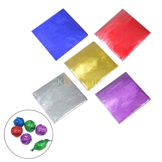 Square Shape, Approx. 250 Pieces, Aluminum Sweets, Candy, Chocolate Wrapper Foil Papers,  Size 8 x 8.6 cm, Assorted Color &amp; Prints Lollipop Wrapping Paper for Christmas Valentines Chocolates Packing