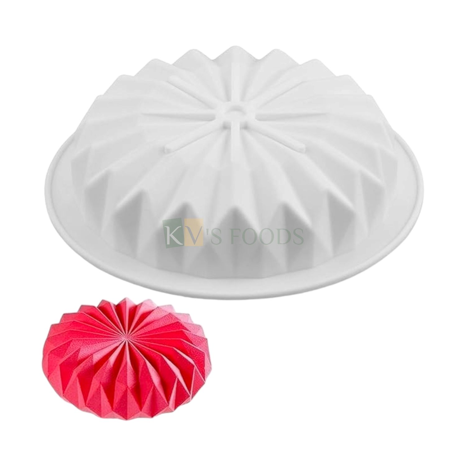 1 PC White Silicone 3D Round Origami Geometric Flower Shape Entremet Cake Mould, Size 7.2 Inch, Mousse Mold Classic French Dessert Baking Pudding, DIY Cake Decorations, Gelatin Cakes, Reusable Tools