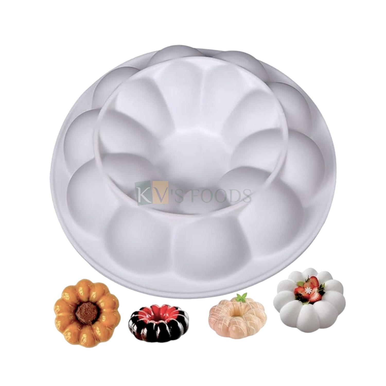 1 PC White Silicone 3D Flower Shape, Garland, Wreath, Ring Entremet Cake Mould, Size 20 cm, Mousse Mold Classic French Dessert Baking Pudding, DIY Cake Decorations, Gelatin Cakes, Reusable Baking Tool