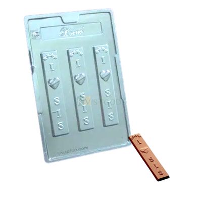 1 PC 3 Cavity I Love Sis Text Chocolate Bar PVC Mould,  Happy Rakhi, Raksha Bandhan, Brother Sister Love, Chocolate Gift, Transparent Candy Molds Gummy Jelly Garnishing