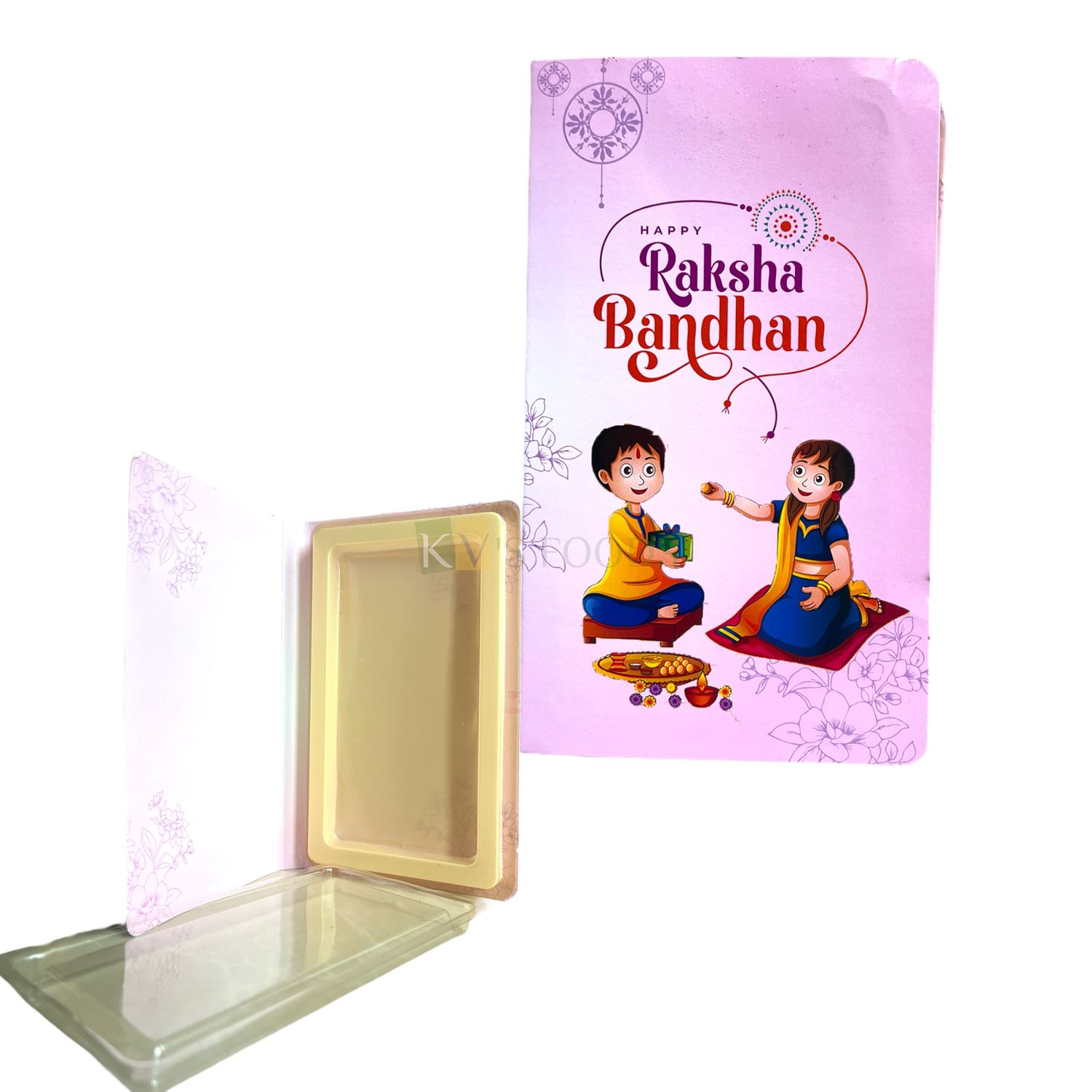 Raksha Bandhan Rakhi Special Gift Book Chocolate Box for Chocolate Bar - Pink Graphic Raksha Bandan Design