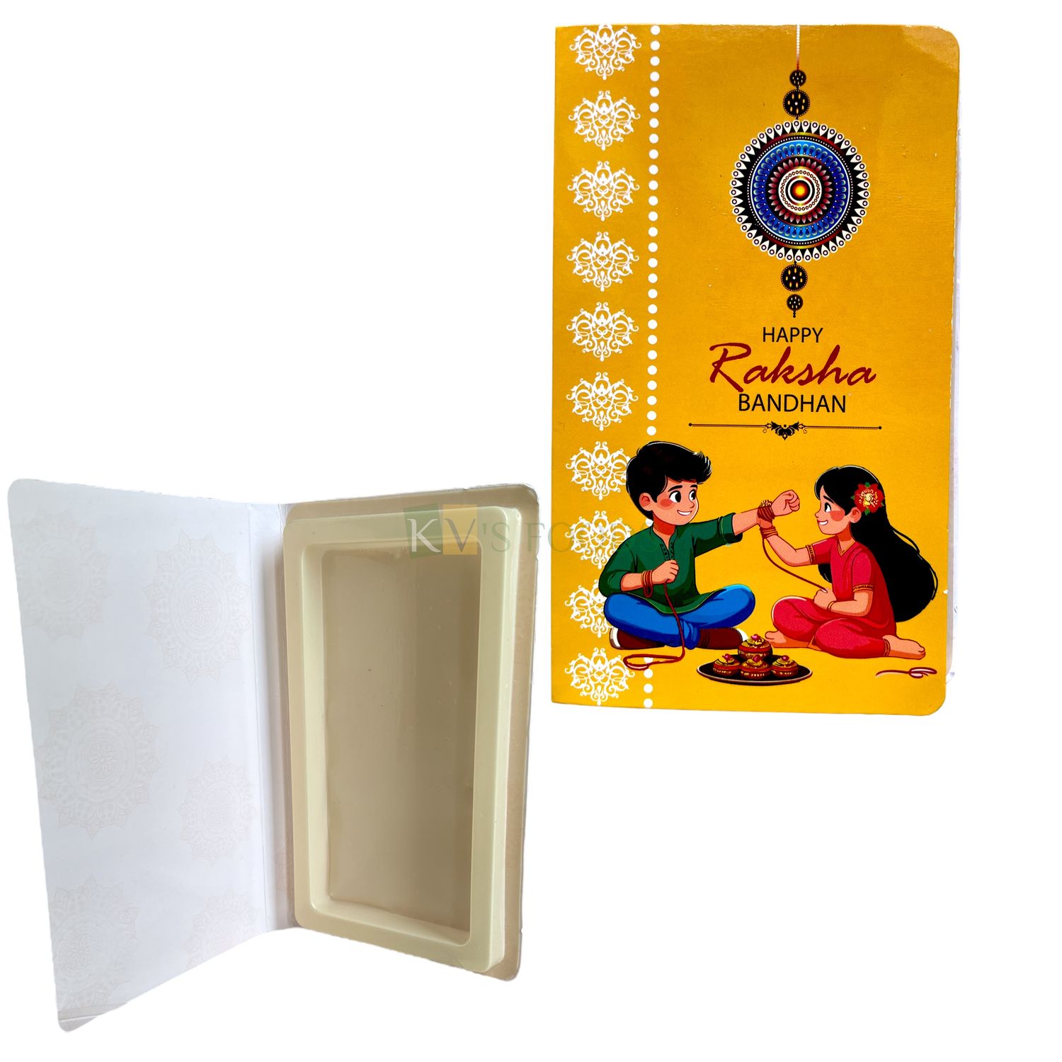 Raksha Bandhan Rakhi Special Gift Book Chocolate Box for Chocolate Bar - Yellow Graphic Raksha Bandan Design