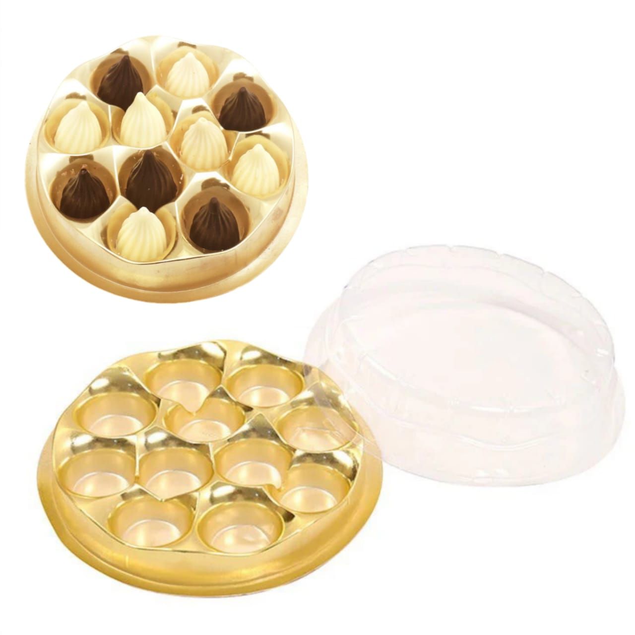 10 Boxes set of 11 Modak Chocolate Golden Boxes with Cavity for Ganesh Fesitival, Prasad