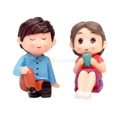 Cake Topper Cute Coffee Couple Seating Romantic Couple Miniature Doll Cake Topper, Fairy Garden, Bonsai Decor, Terrarium Decoration, Craft Work, Gift Article and Landscaping