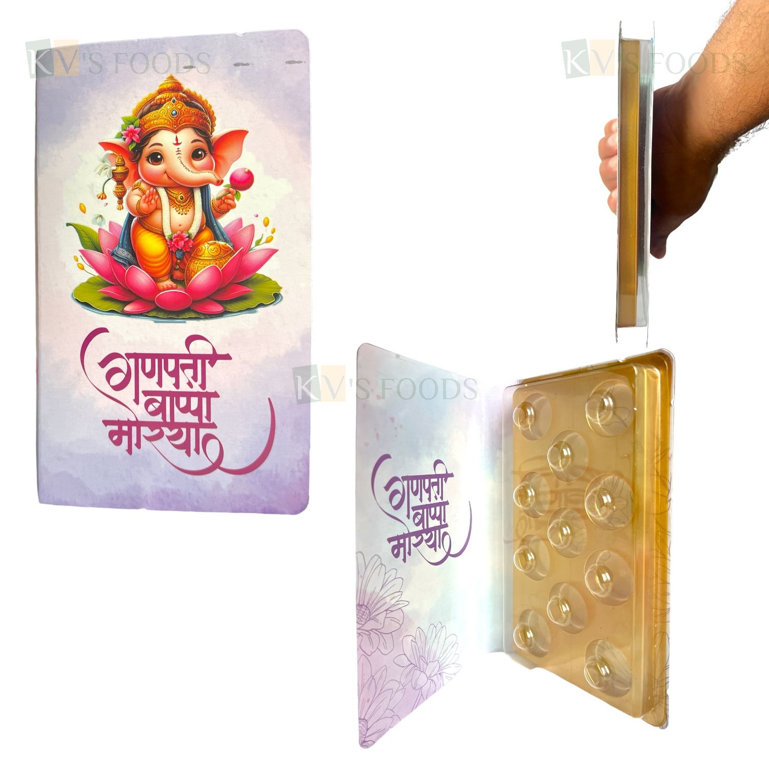 11 Cavity Ganesh Festival Modak Special Chocolate Book Box for Chocolate Modak Prasad, Gift Modak Box (Modak Mould link in description)