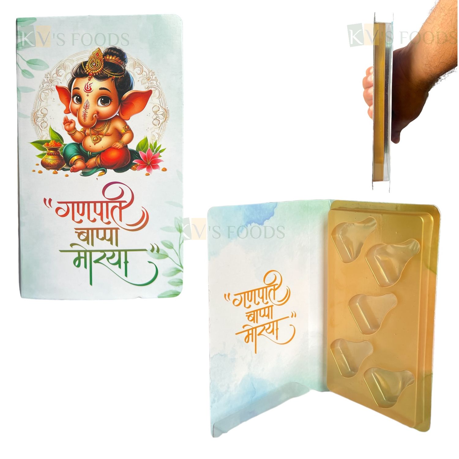 5 Cavity Ganesh Festival Modak Special Chocolate Book Box for Chocolate Modak Prasad, Gift Modak Box