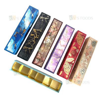 Set of 5 PCS Multipurpose Macaron, Baklava, Kunafa, Ladoo, Sweets, Truffles, Chocolates 6 Cavity Box Size 11*2 Height 2 Inch, Small Candy, Bakery Packaging DIY Macaroon Festive Gift box, Gifting