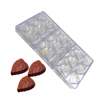 1 PC Size 10.7 x 5.2 Inches, ~10gm Per Piece 15 Cavity Leaf Shape Polycarbonate Chocolates Mould, Gummy Jelly Candy, Ice-cubes Mold  Birthday Love Theme DIY Cake Decorations