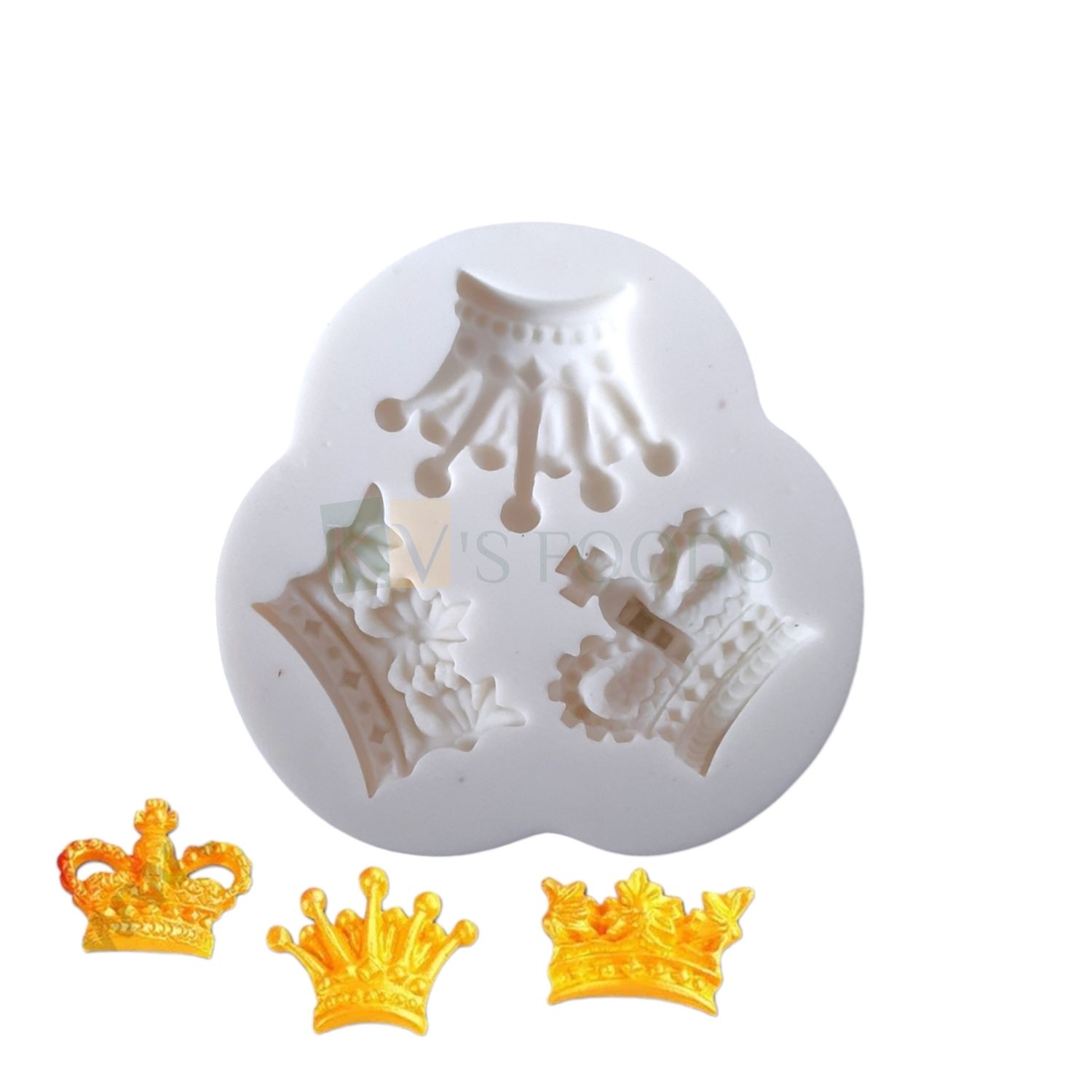 1 PC Silicone Fondant 3 Different Designs Crown, Tiara Mukut Chocolate Mould 3 Cavity, Kids Girls Children&#39;s Happy Birthday Theme, Baby Shower Theme, Flexible Moulds DIY Cake Decorating Molds