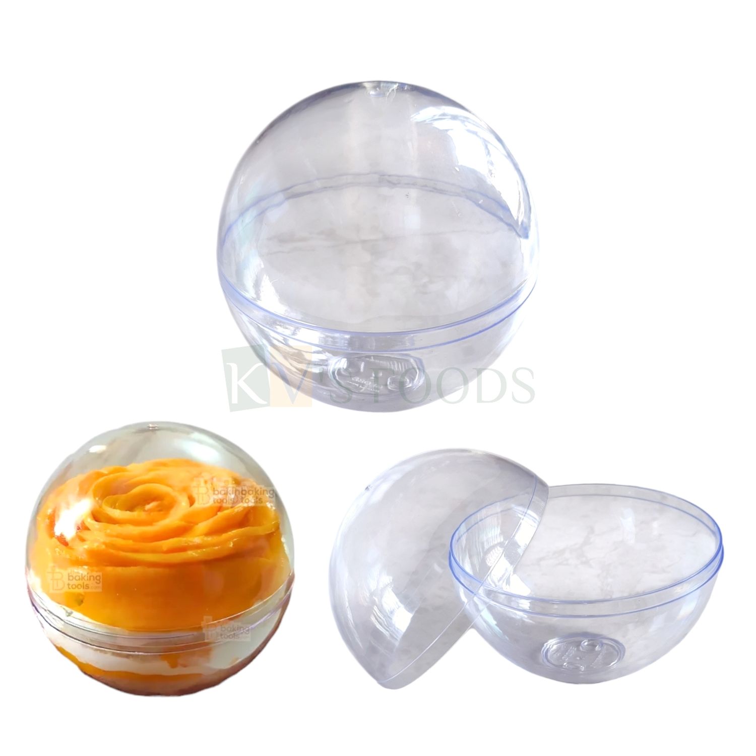 1 PC Transparent Acrylic Round Circle Globe Ball Chocoloate Mould Diameter 4 Inch, Spherical Dome Semicircle Smooth Bombshell Surprise Cake Mold, Galaxy, Satellite Earth Theme, Gifting and Decorations