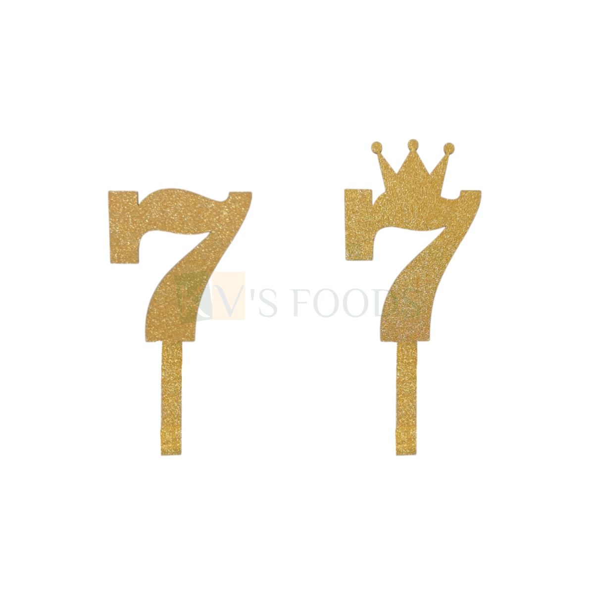 1PC Golden Shiny Glitter MDF 7 Number With Crown Cake Topper, Happy  Birthday Theme, 7th Birthday Cake Topper, Seven Number Tiara Theme Cake Glitter Insert 7 Years Old Birthday  DIY Cupcake Decoration