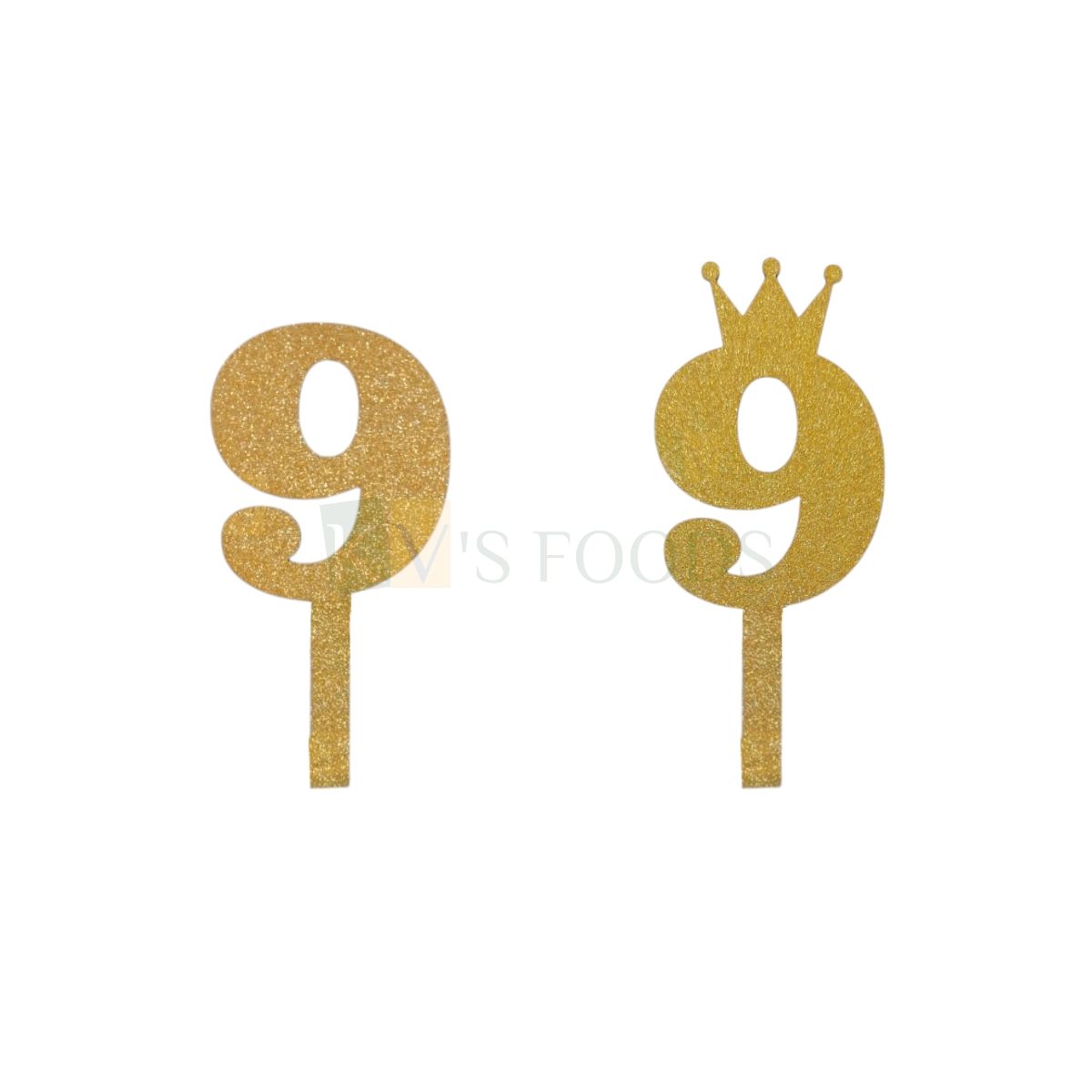 1PC Golden Shiny Glitter MDF 9 Number With Crown Cake Topper, Happy  Birthday Theme, 9th Birthday Cake Topper, Nine Number Tiara Theme Cake Glitter Insert 9 Years Old Birthday  DIY Cupcake Decorations