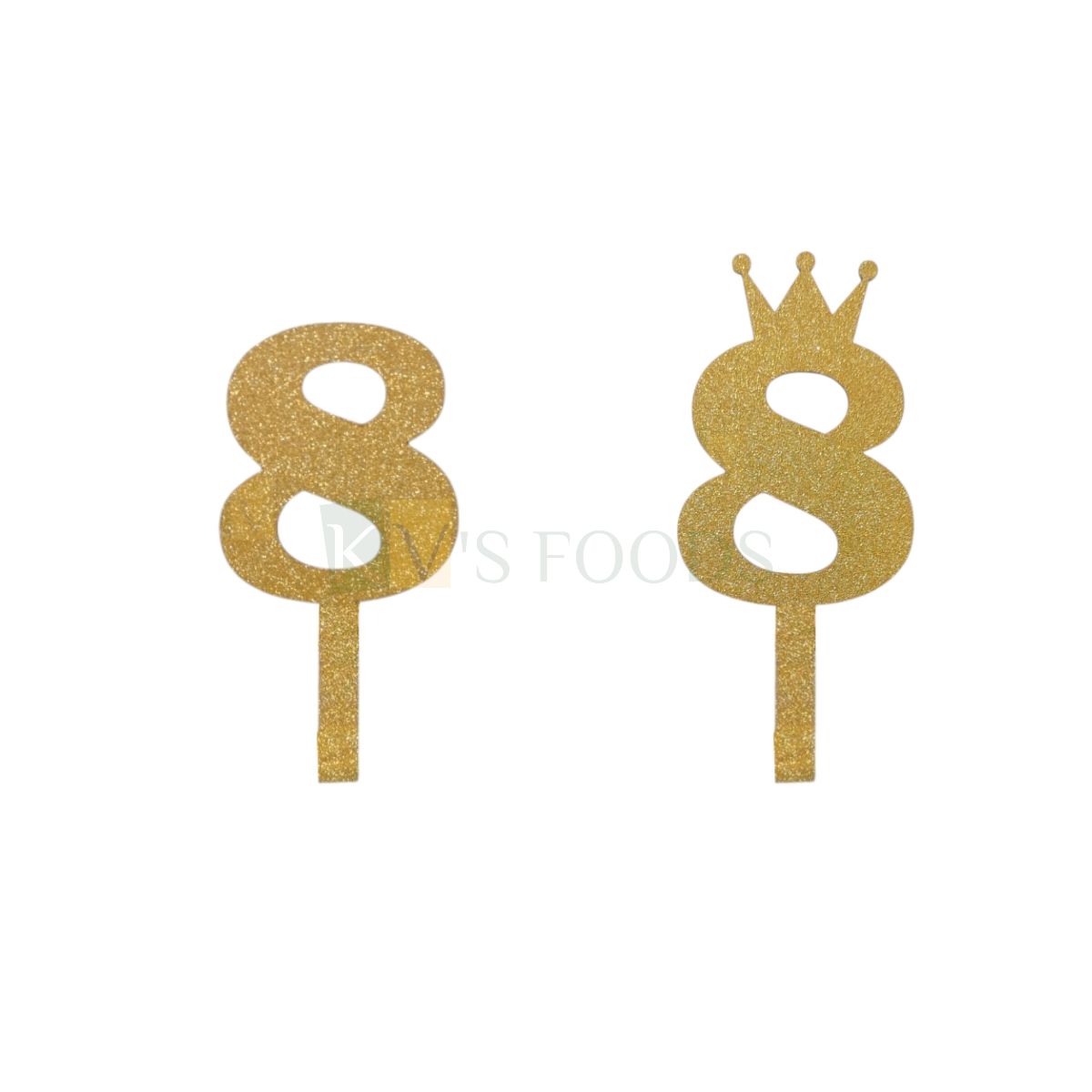 1PC Golden Shiny Glitter MDF 8 Number With Crown Cake Topper, Happy  Birthday Theme, 8th Birthday Cake Topper, Eight Number Tiara Theme Cake Glitter Insert 8 Years Old Birthday  DIY Cupcake Decoration