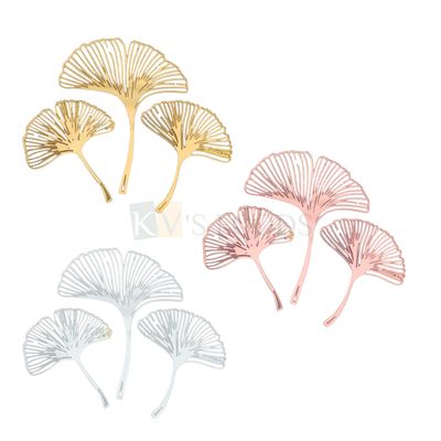 3 PCS Acrylic Gold/Rose Gold/Silver Colour Shiney Mirror Finish Mix Size Ginko Leaves Leaf Cake Topper, Birthday Aniversary Insert, Cup Cake Toppers, Theme Cake Decoration Accessorises, DIY Cake Decor