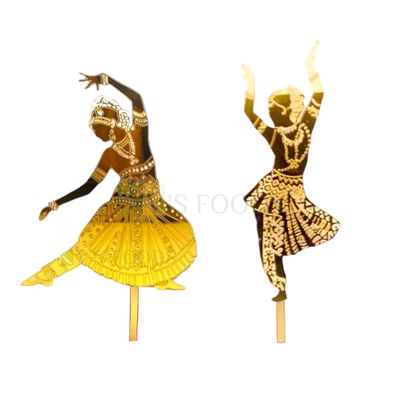 1PC Golden Acrylic Mirror Finish Bharatanatyam kathak Kuchipudi Kathak Mohiniyattam Indian Classical Dancer Cake Topper for a Dancers Birthday, Dance Class Anniversary, Special Occasion Awards