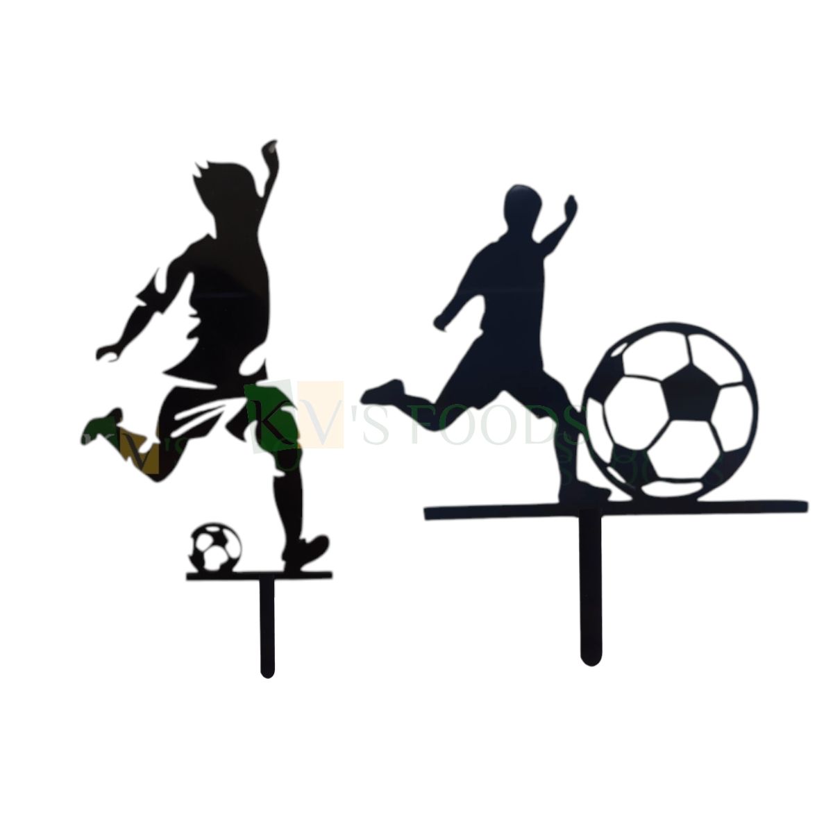 1PC Black Acrylic Soccer Man Kicking Football Cake Topper, Kids Boys Cake Topper Football Player Birthday Party  World Cup Football Cake Insert Sports Theme Home Celebrations DIY Cake Decorations