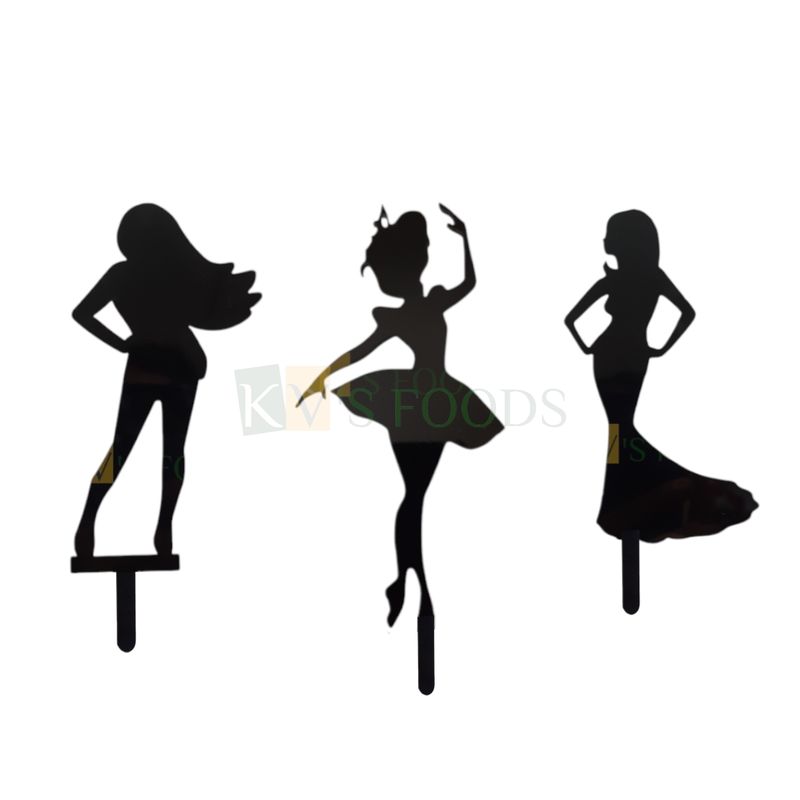 silhouette dress lady silhouette cake topper printable 1PC Black Acrylic Beautiful Dancing Girl Ballet Dancing Lady, Girl Design Cake Inserts, Standing Womans Poses Birthday Cake Topper DIY Cake Decorations The cake topper measurement
