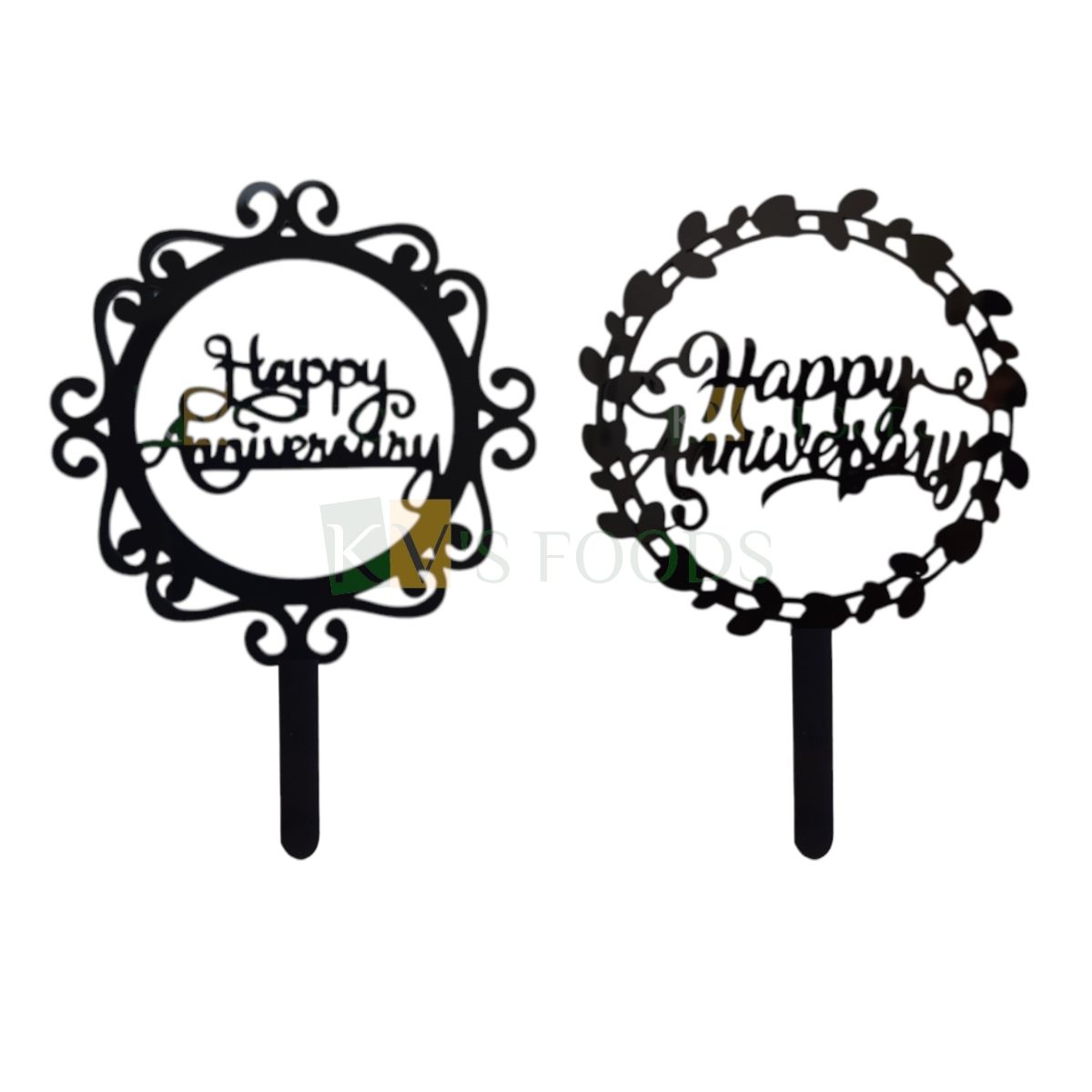 1PC Black Acrylic Happy Anniversary Letters Inside Circle Design Cake Topper, Marriage Anniversary Theme Cake And Cupcake Insert, Anniversary Celebration Unique Elegant Font Design DIY Cake Decoration