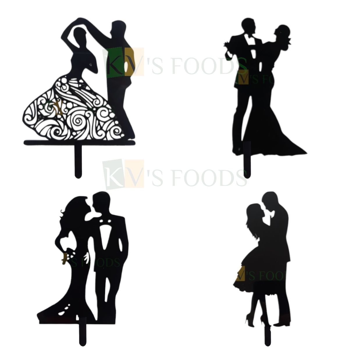 1PC Black Acrylic Dancing Bride and Groom Cake Topper, Romantic Engagement Cake Topper, Couple Cake Topper, Silhouette Cake Topper, Happy Anniversary Theme, Cupcake Insert, DIY Cake Decorations