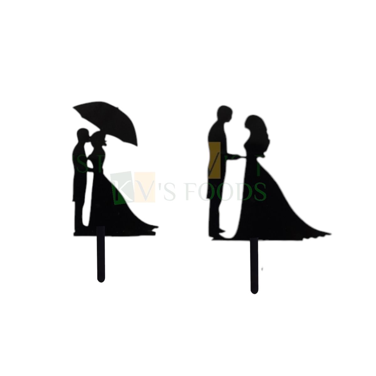 10PC Small 3&#39;&#39; Black Acrylic Dressed Up Standing Bride and Groom Holding Hands Looking At each Other Half Kg Cake Topper, Couples Wedding Engagement Silhouette Mini Cupcake Insert DIY Cake Decorations