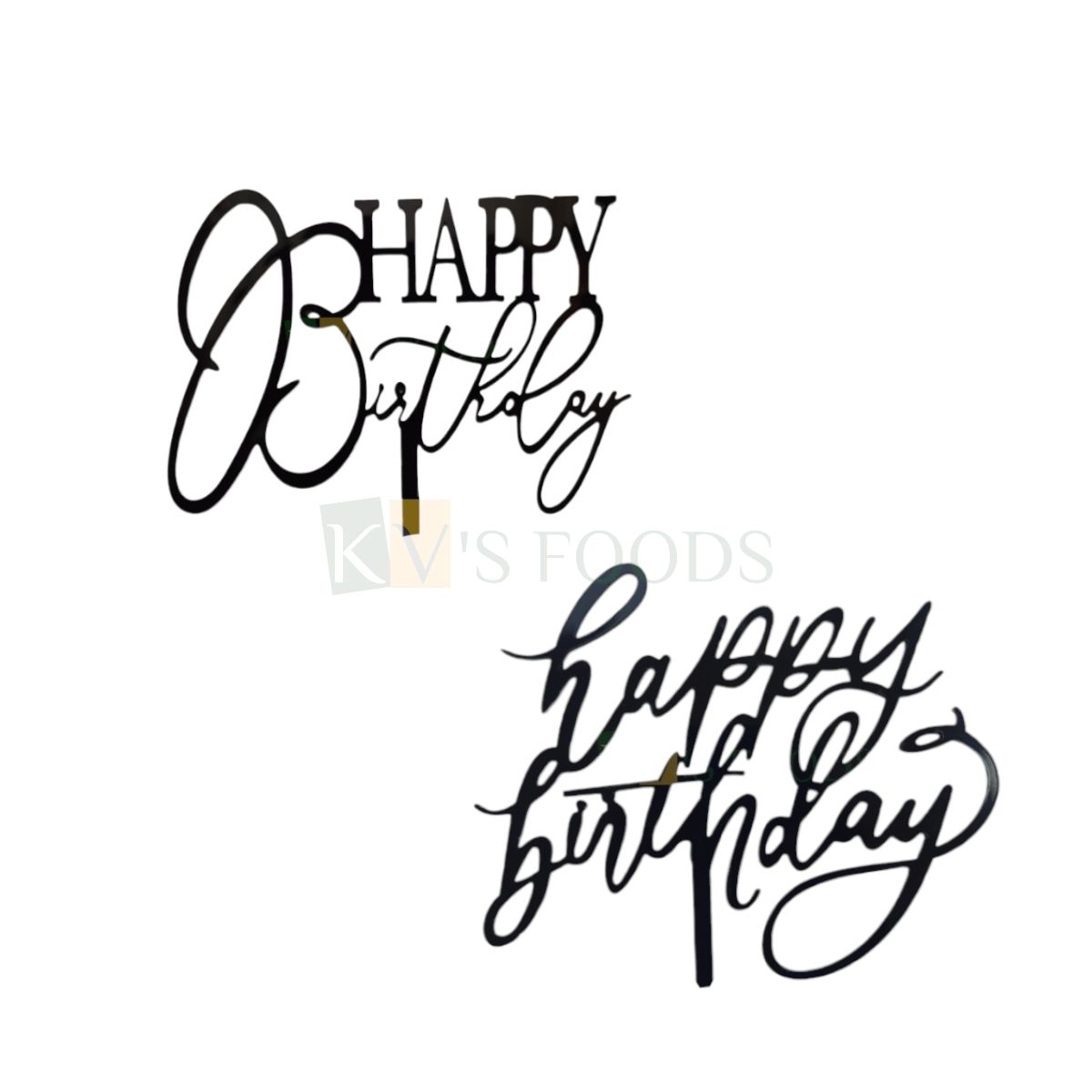 1PC Black Acrylic Happy Birthday Letters Topper Unique Elegant Font Design Cake Topper, Girl/Boy Cake Insert, Chidren&#39;s Birthday Celebration Friends Collegues Birthday Ocassions DIY Cake Decoration