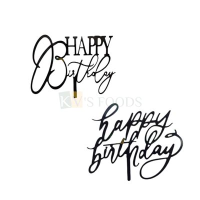 1PC Black Acrylic Happy Birthday Letters Topper Unique Elegant Font Design Cake Topper, Girl/Boy Cake Insert, Chidren&#39;s Birthday Celebration Friends Collegues Birthday Ocassions DIY Cake Decoration