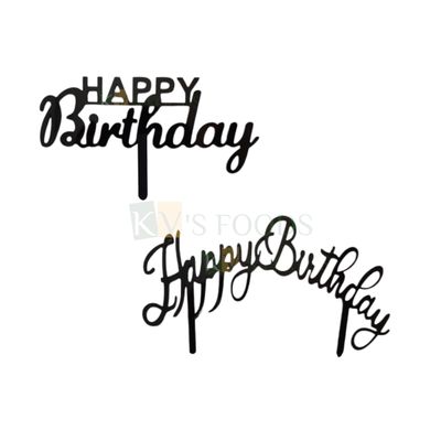 1PC Black Acrylic Happy Birthday Letters Semicircle Cake Topper, Unique Elegant Font Design, Girl/Boy Cake Insert, Chidren&#39;s Birthday Celebration Friend Collegues Birthday Ocassion DIY Cake Decoration