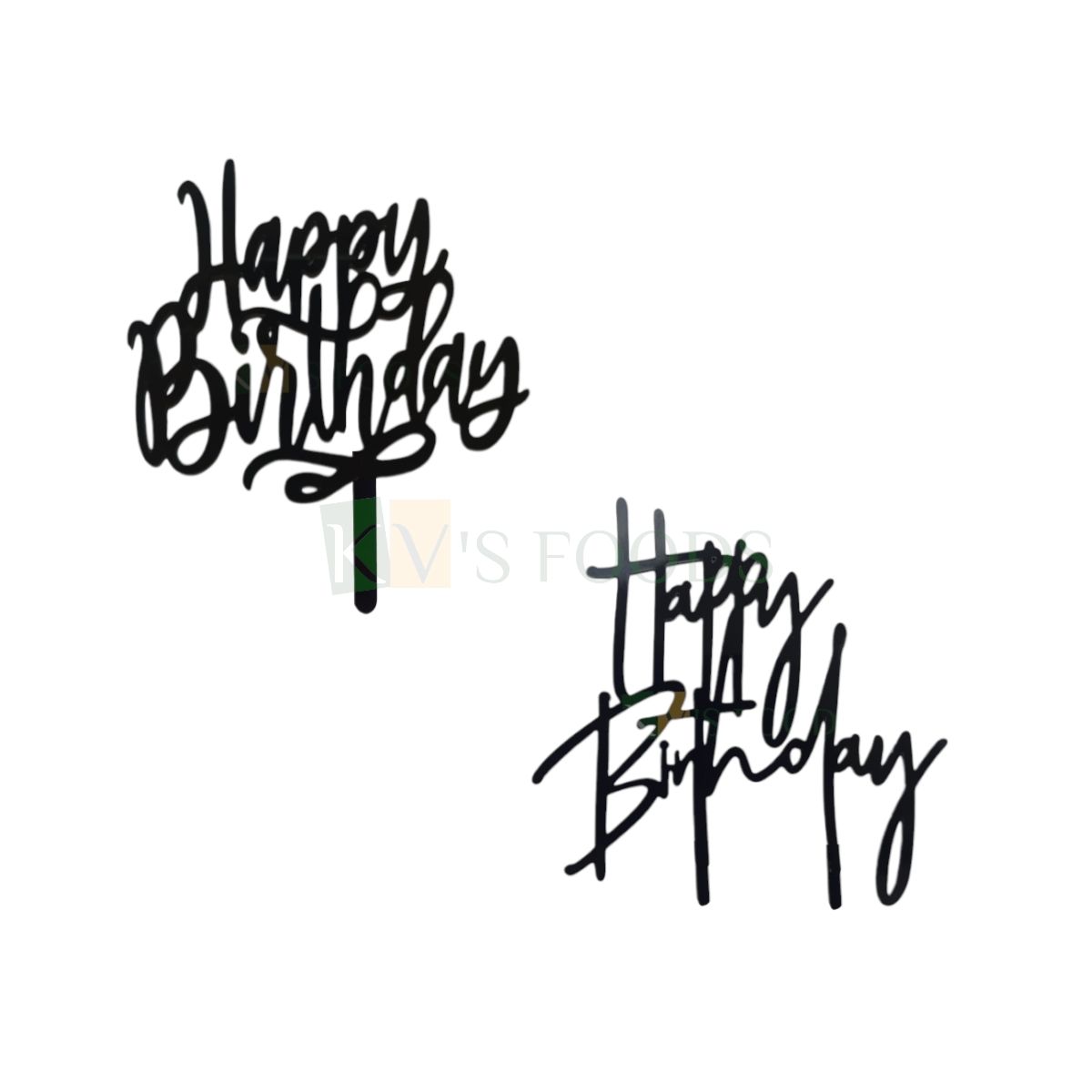 1PC Black Acrylic Happy Birthday Letters Cake Topper Unique Elegant Font Design Topper, Girl/Boy Cake Insert, Chidren&#39;s Birthday Celebration Friends Collegues Birthday Ocassion DIY Cake Decoration
