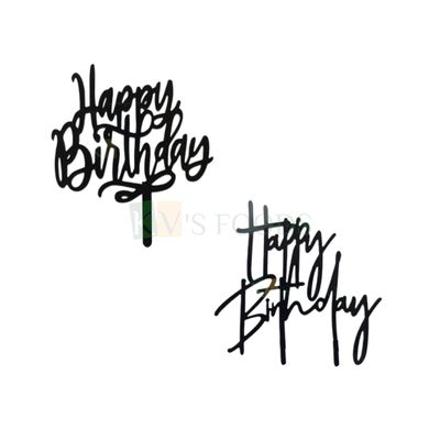 1PC Black Acrylic Happy Birthday Letters Cake Topper Unique Elegant Font Design Topper, Girl/Boy Cake Insert, Chidren&#39;s Birthday Celebration Friends Collegues Birthday Ocassion DIY Cake Decoration