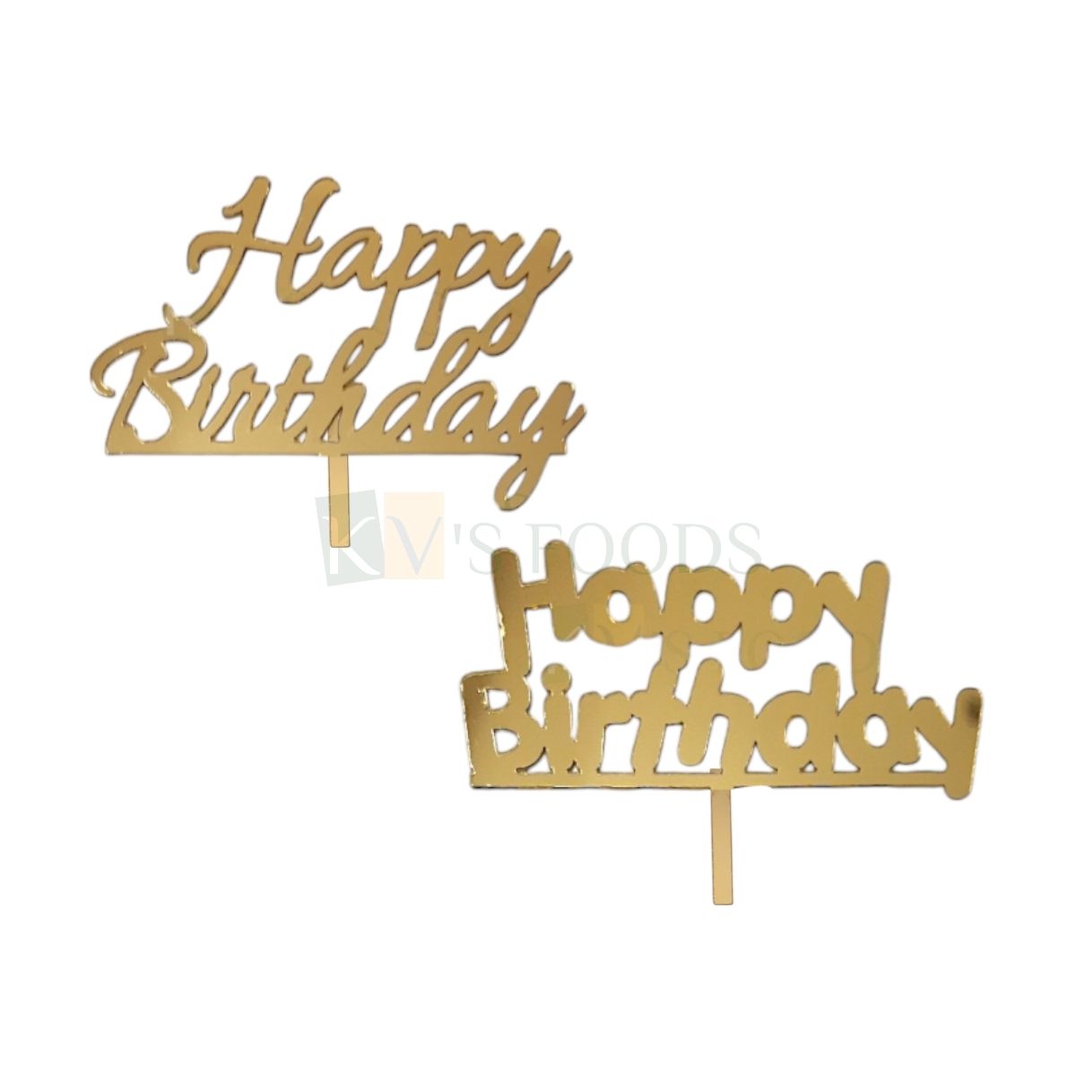 10PCS Small 3&#39;&#39; Golden Acrylic Shiny Glass Finish Happy Birthday Letters Half Kg Cake Topper, Kids Girls Boys Birthday Party Cupcake Inserts Unique Elegant Font Designs DIY Cake Decorations
