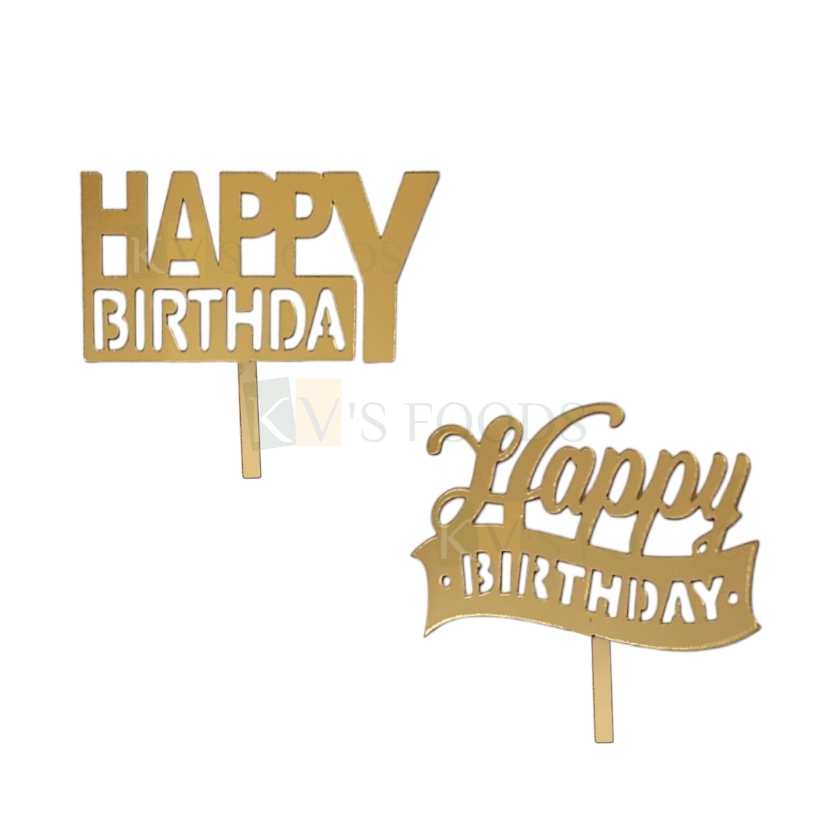 10PCS Small 3&#39;&#39; Golden Acrylic Shiny Glass Finish Happy Birthday Letters Half Kg Cake Topper, Kids Girls Boys Birthday Party Cupcake Inserts Unique Elegant Bold Font Designs DIY Cake Decorations
