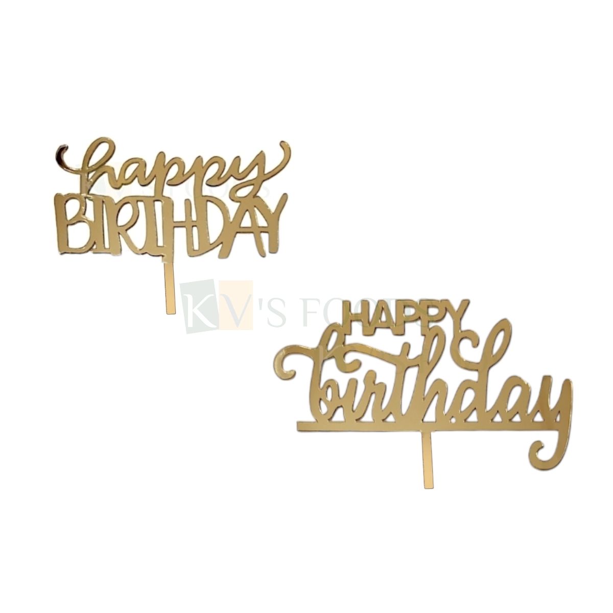 10PCS Small 3&#39;&#39; Golden Acrylic Shiny Glass Finish Happy Birthday Letters Half Kg Cake Topper, Kids Girls Boys Birthday Party Cupcake Inserts Unique Elegant Font Designs DIY Cake Decorations