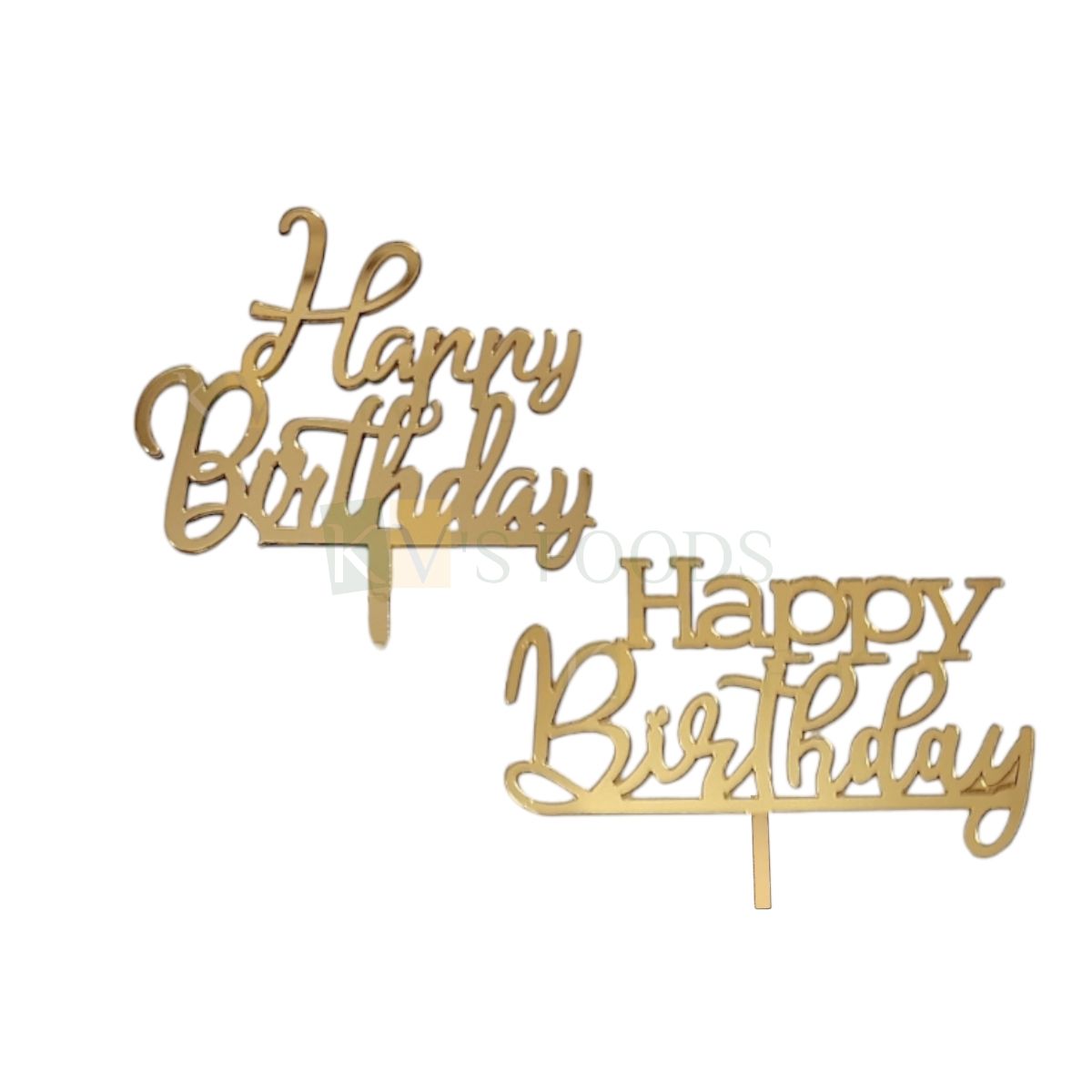 10PCS Small 3&#39;&#39; Golden Acrylic Shiny Glass Finish Happy Birthday Letters Half Kg Cake Topper, Kids Girls Boys Birthday Party Cupcake Inserts Unique Elegant Font Designs DIY Cake Decorations