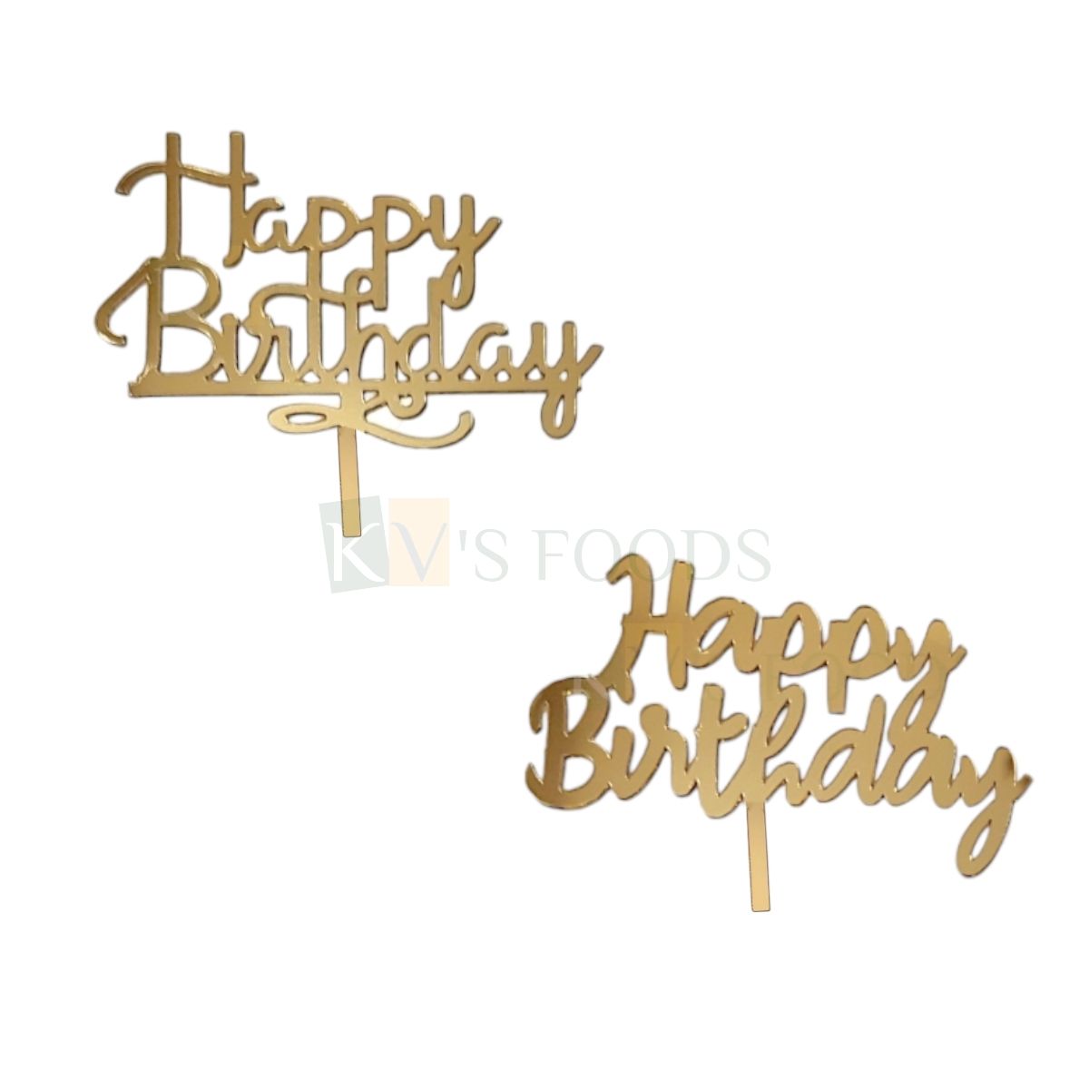 10PCS Small 3&#39;&#39; Golden Acrylic Shiny Glass Finish Happy Birthday Letters Half Kg Cake Topper, Kids Girls Boys Birthday Party Cupcake Inserts Unique Elegant Font Designs DIY Cake Decorations