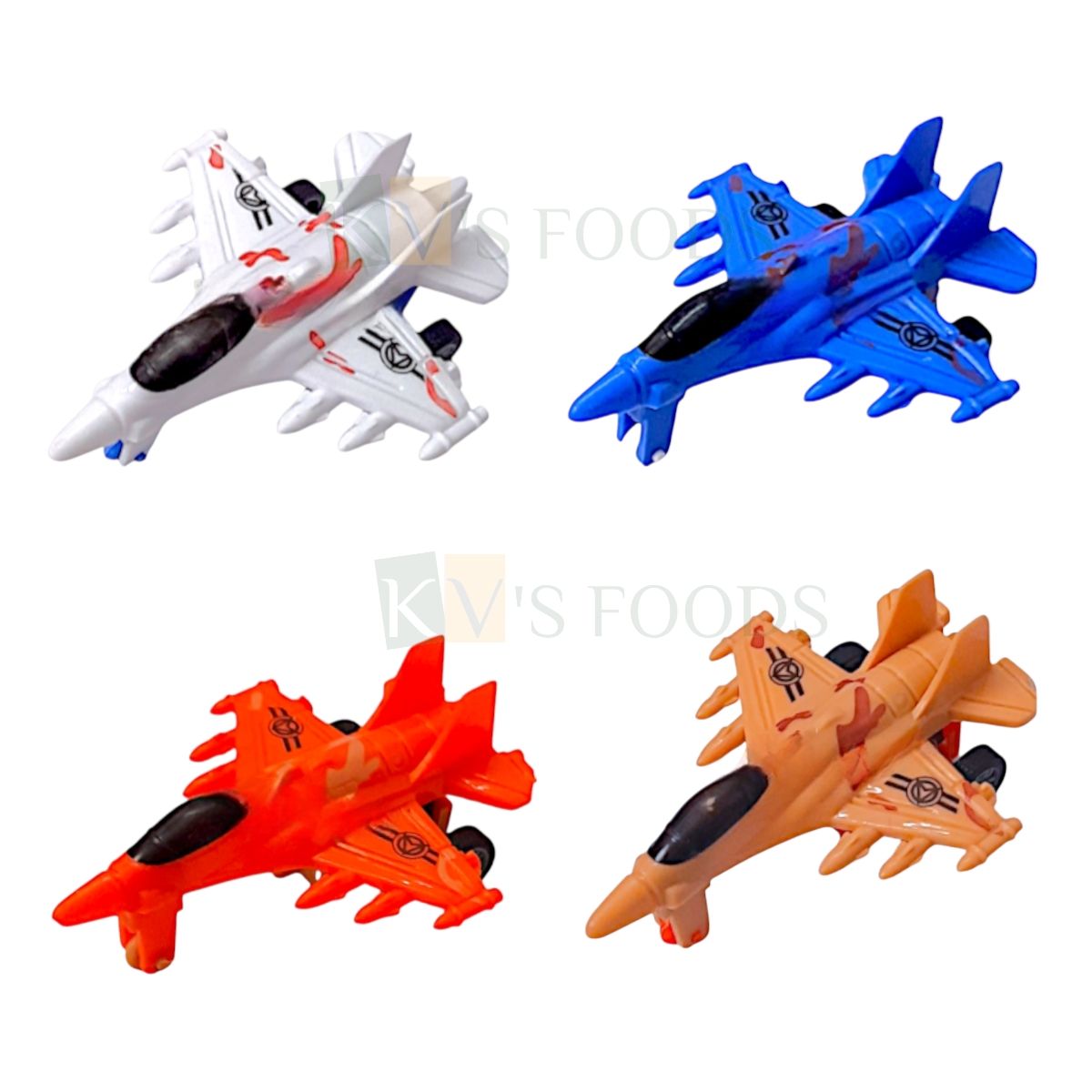 1PC White/Orange/Royal Blue/Brown Colour Pull Back and Go Military Fighter Jet Plane Cake Topper, Plane Toys For Kids, Airplane, Aeroplane Toy for Boys Cake Decoration, Miniature Figurine Pilot Theme