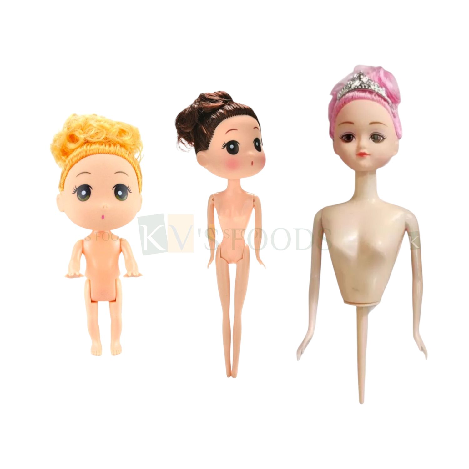 1PC Pink/Black/Orange Hair Kawaii Japanese Surprise Expressions Doll Crown Doll Pick Insert Cake Topper for Half Kg, 1Kg and 2 Kg Cakes, Doll Cake Topper, Insert, DIY Cake Decoration Accessories