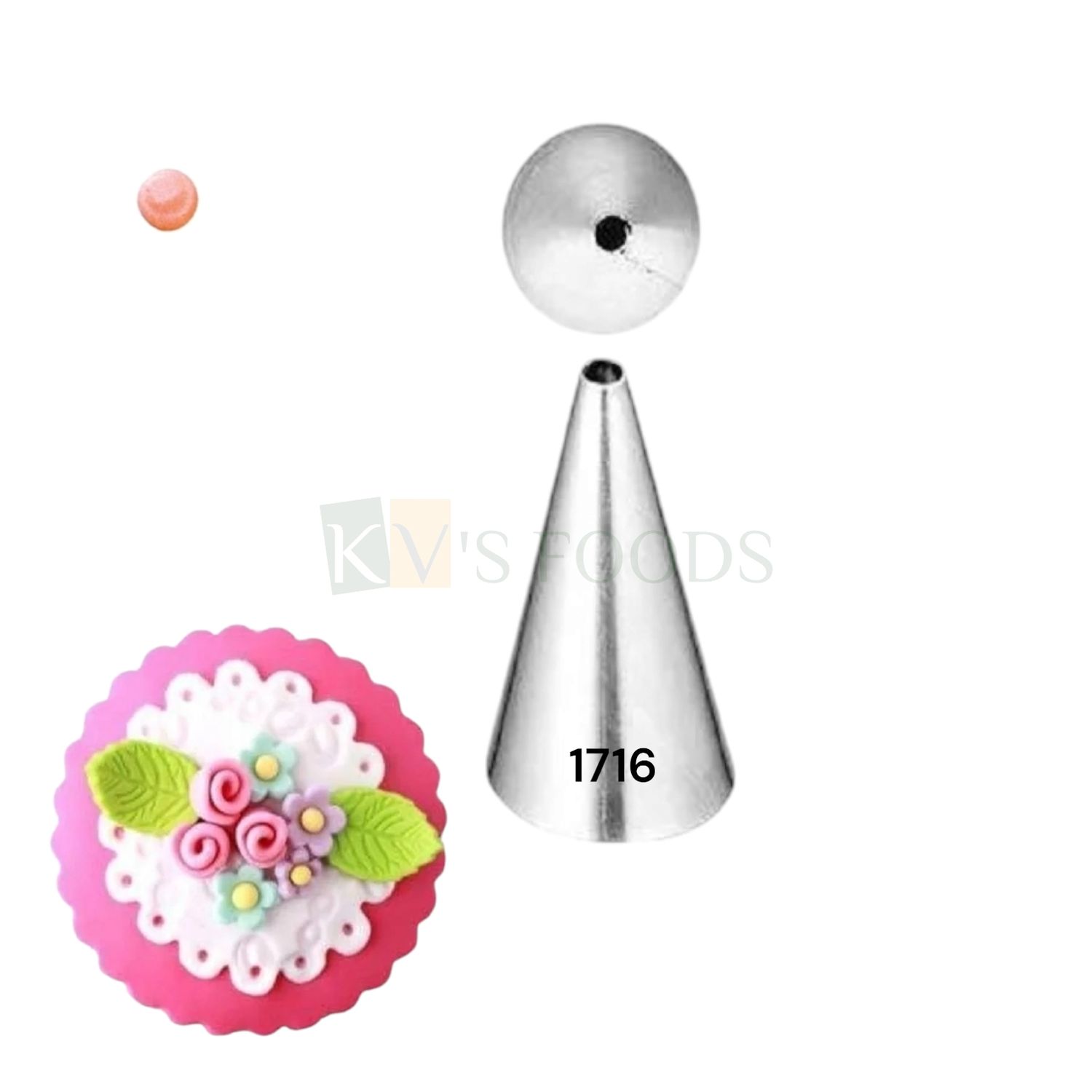 1 PC Stainless Steel Plain Round Small 2 mm Hole Icing Piping Cake Nozzle No. 1716, For Border Design Birthday Wedding Cake Decoration Tip, Frosting, Whipping, Butter Cream, Pastry, Cupcake, Tools