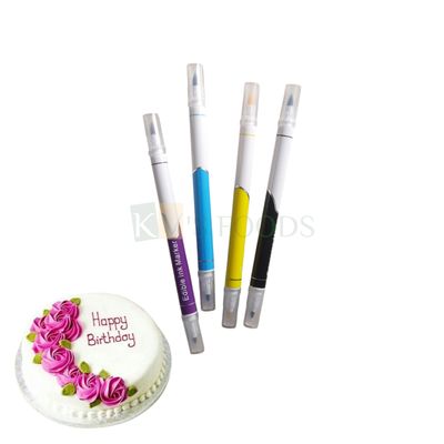 4 PCS Multicoloured Edible Marker Pen for Cakes, Cookies Food Decorating Pen, Yellow Blue Black Purple Colours for writing message, names Colouring on Birthday Cakes, Wedding Anniversary Fondant Cakes