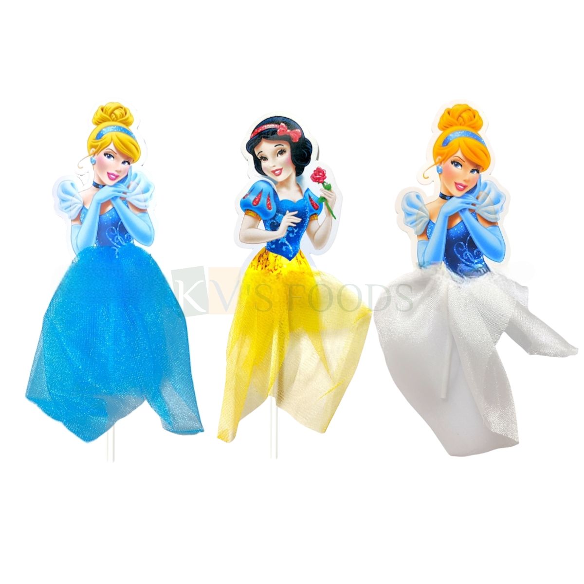 1 PC Yellow/Blue Colour Snow White/Cinderella Princess Net Skirt Girl Lady Women Paper Cake Topper for Bride Wedding, Mother&#39;s Day, Women&#39;s Day Theme, Pull Me Up Doll Cakes Daughter Birthday Party
