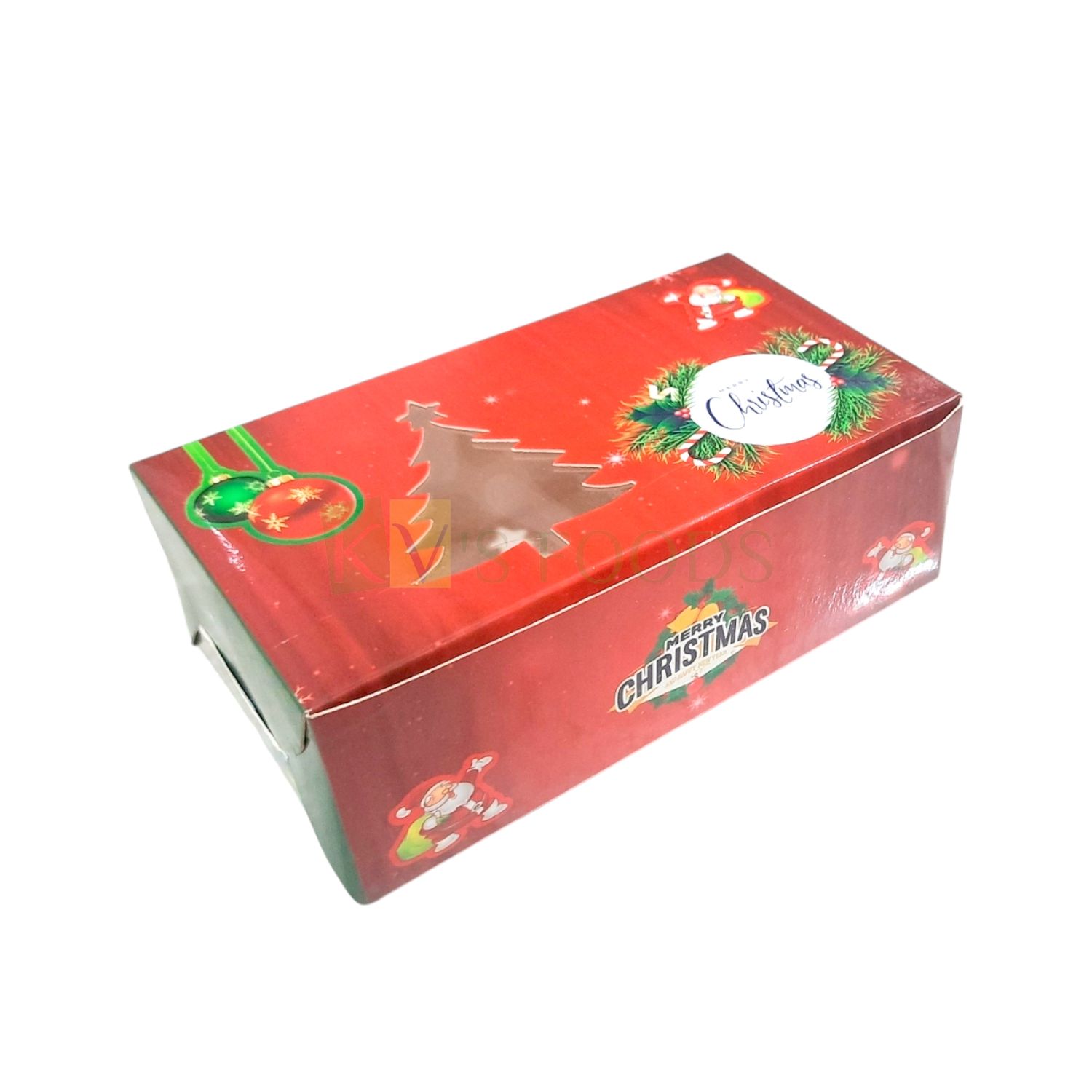 5PC Set of Multipurpose Christmas Cake Box ~100 Grams With Transparent Window Size 7x4x2.5 Inch for Merry Chritsmas Plum Cakes, Dry Fruits, Muffins, Cookies Folding Box DIY Festival Gifting Hamper Box