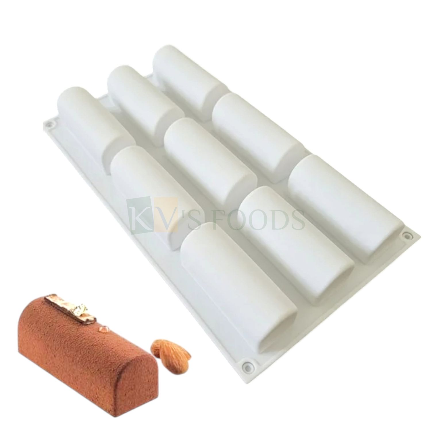 9 Cavity Rectangular Cylindrical Log Silicon Chocolate Mould, Swiss Roll, Mousse, Muffin Brownie, Pudding, Cheesecake Dessert Jelly, Gummy, Garnishing, Candy, Pralines, Baking Mold DIY Food Decoration